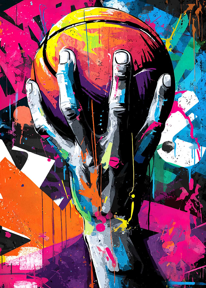 Basketball Hand Colorful Abstract Art