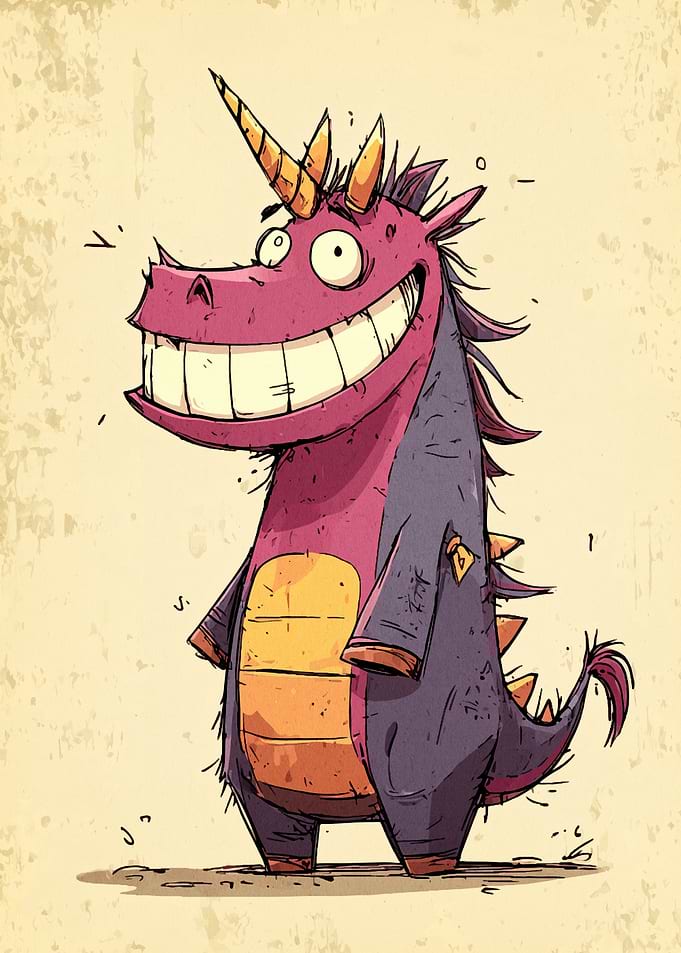 Cartoon Unicorn with a Big Smile