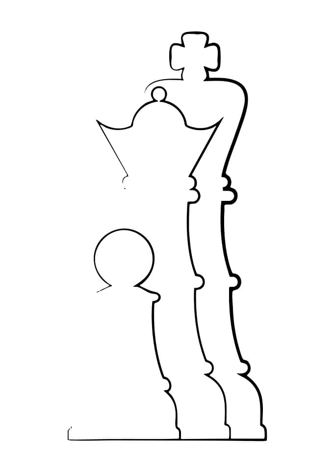 Chess Pieces Outline: King and Pawn