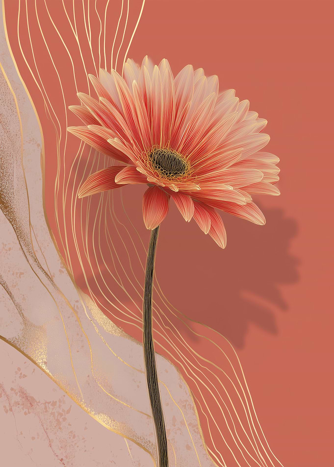 Coral Peach Gerbera Daisy