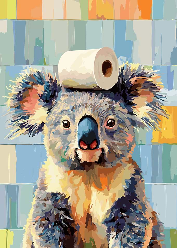 Koala with Toilet Paper on Head