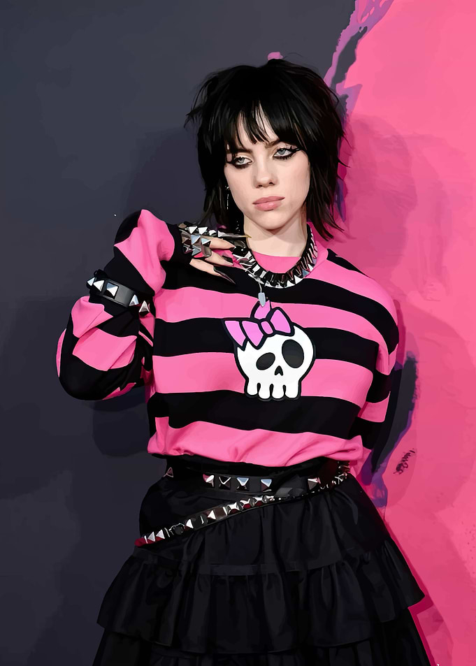 Billie Eilish in Pink and Black