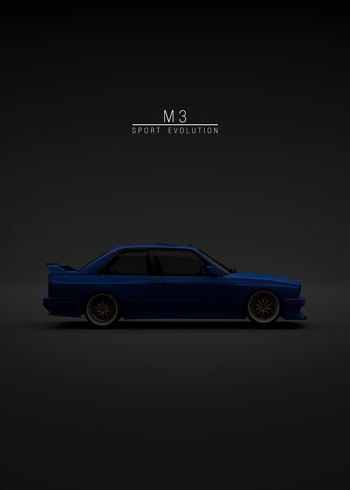 Blue BMW M3 Sport Evolution E30