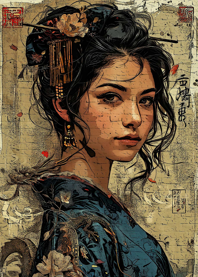Portrait of a Woman in Kimono