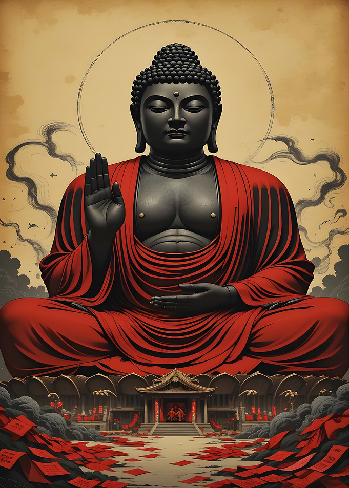 Buddha Statue in Red Robe