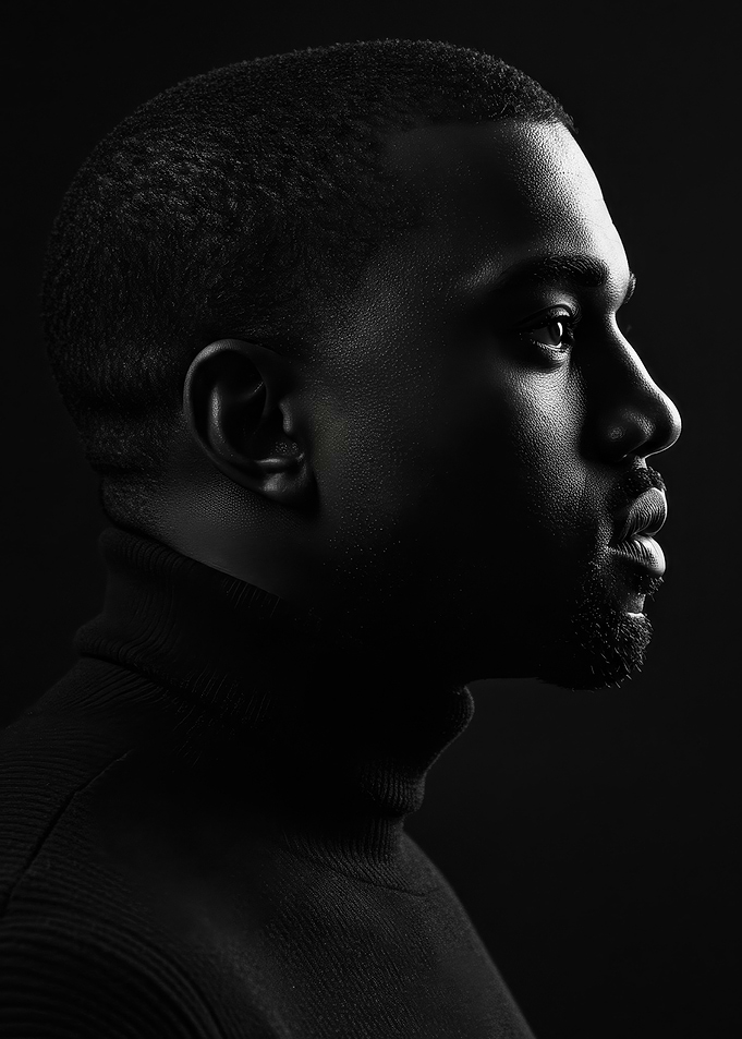 Monochrome Portrait of a Man in Profile