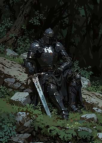 Resting Knight in Forest