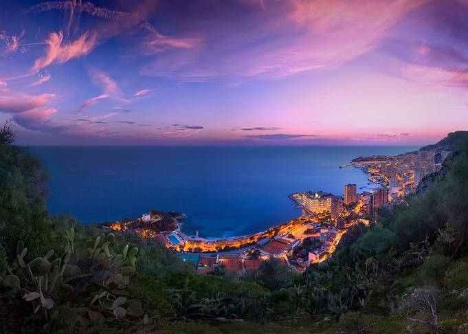 monaco at dusk: coastal cityscape