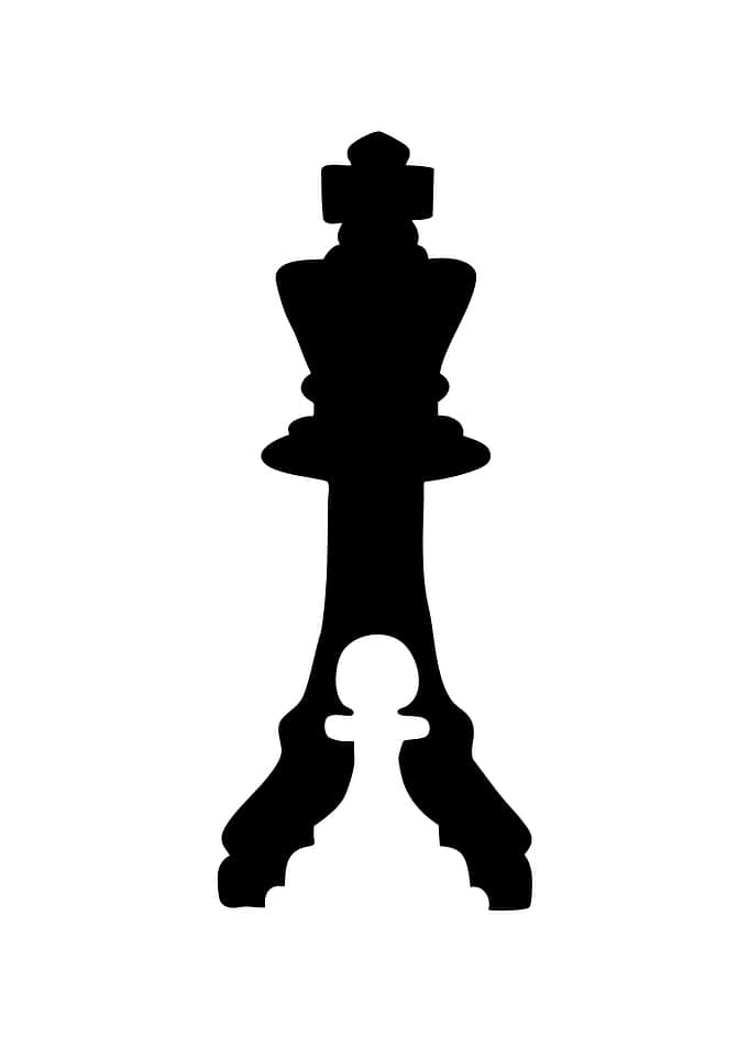 Chess King and Pawn Silhouette