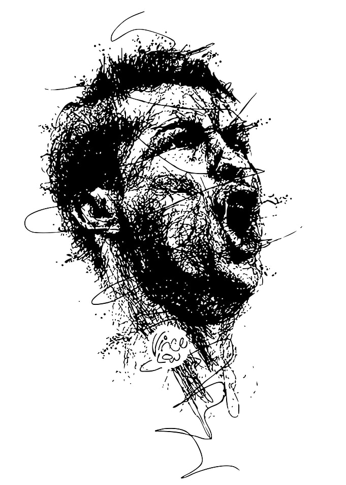 Screaming Man Ink Sketch