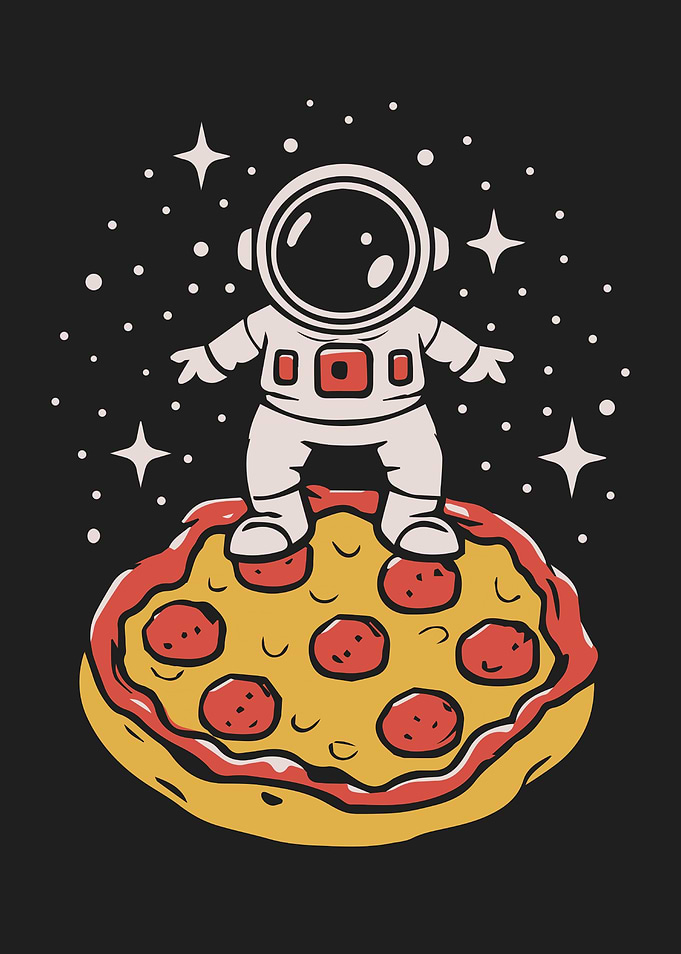Astronaut in a Planet of Pizza