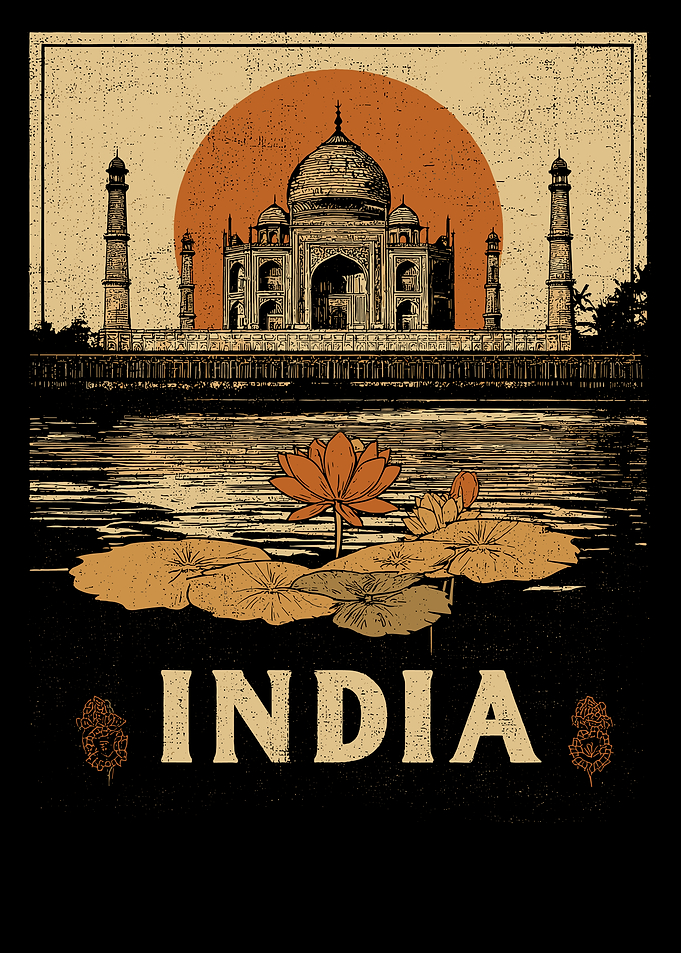 India Taj Mahal Vintage Travel Poster