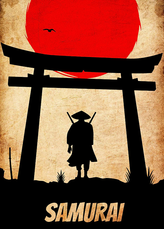 Samurai Silhouette Under Rising Sun