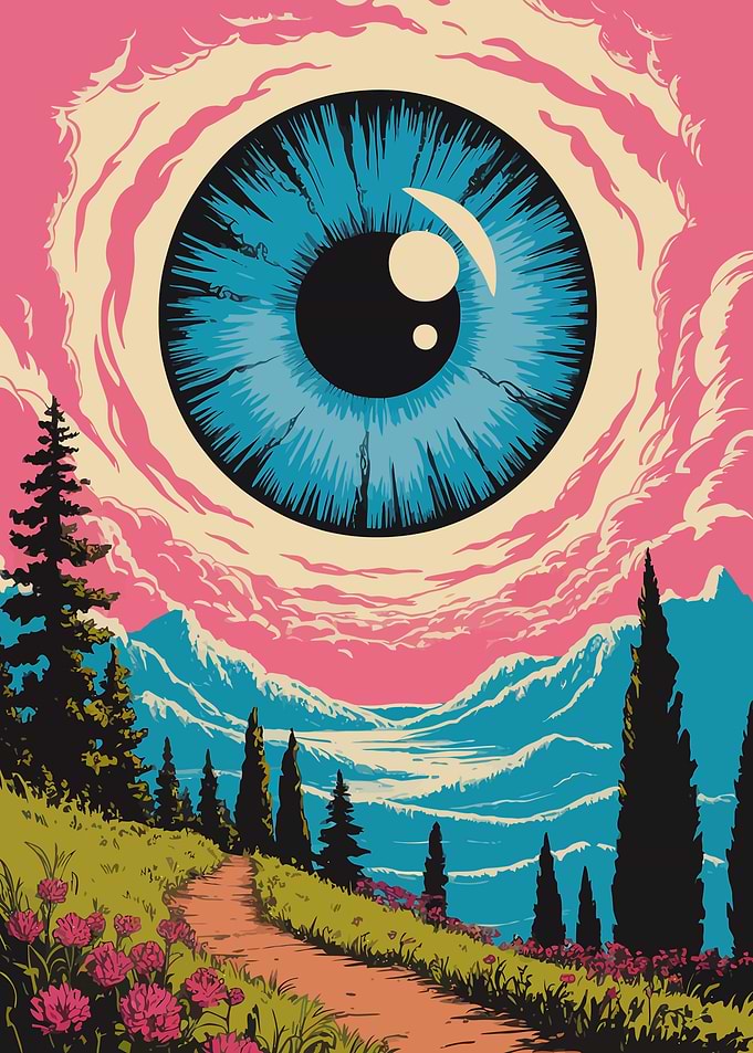 Surreal Landscape with Giant Eye