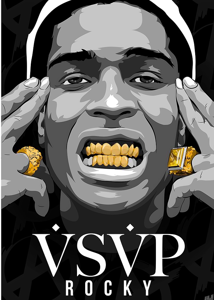 A$AP Rocky Portrait with Golden Grill