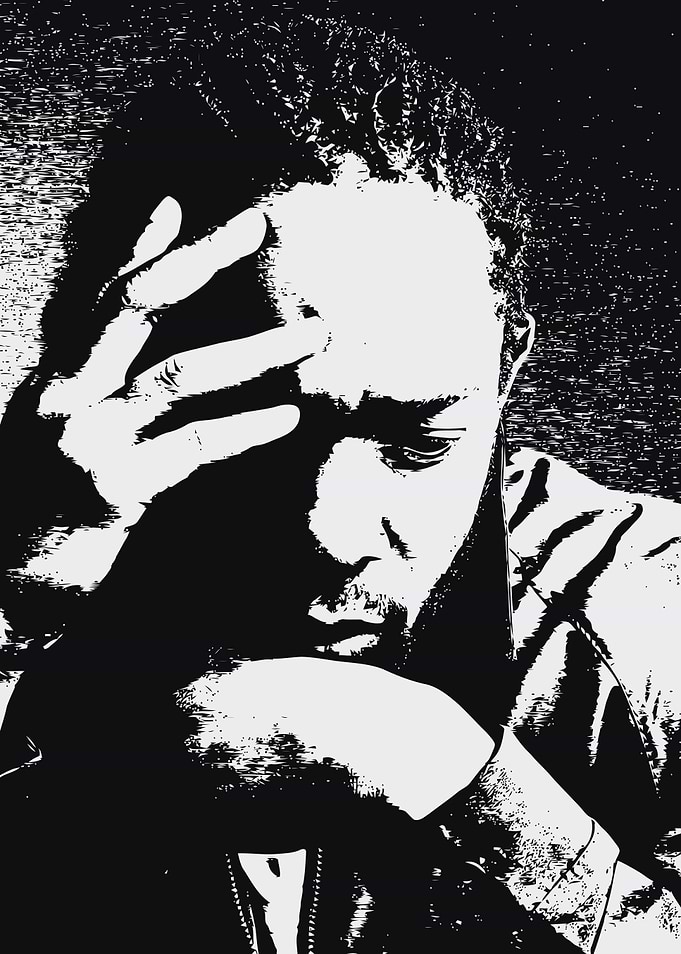 Monochrome Portrait of a Man in Thought