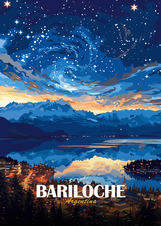 Bariloche Argentina Nightscape Travel Poster