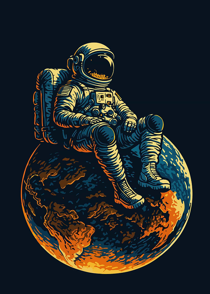 Astronaut Sitting on Earth Illustration