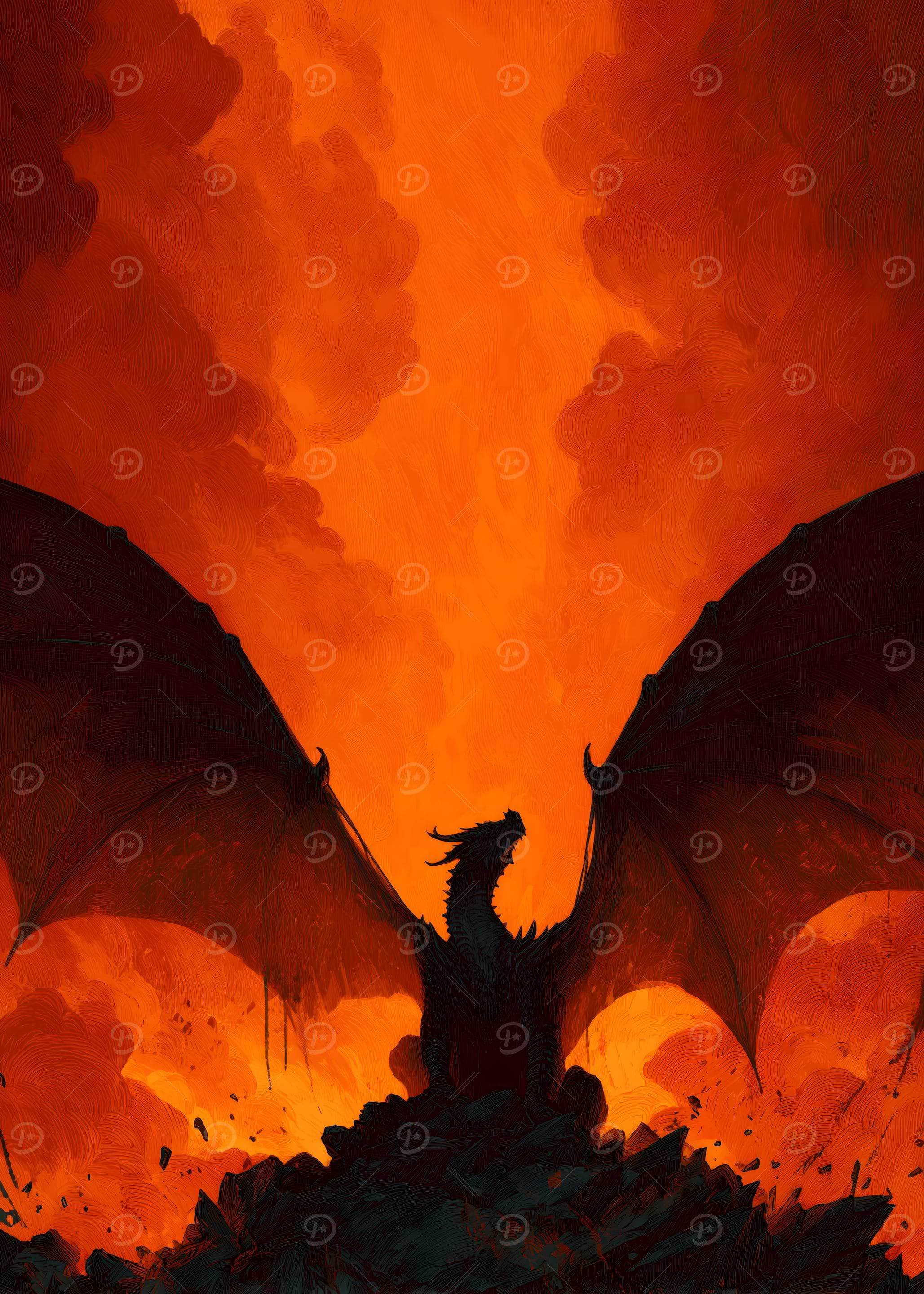 Dragon in Fiery Painting