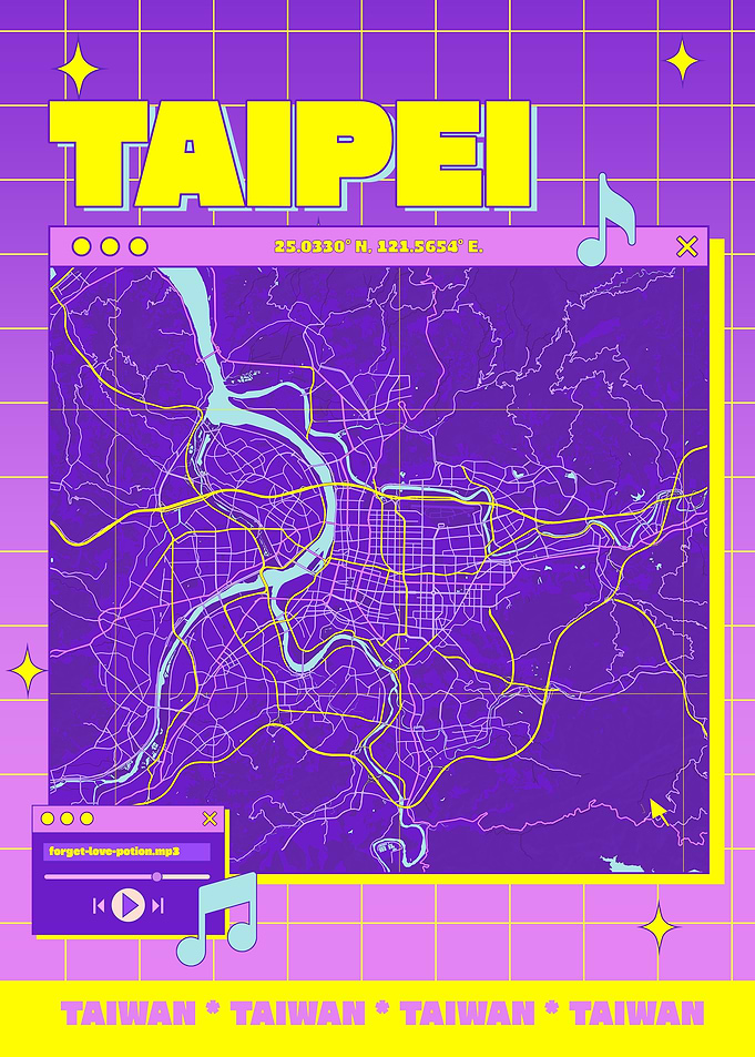 Taipei Map Retro Aesthetic