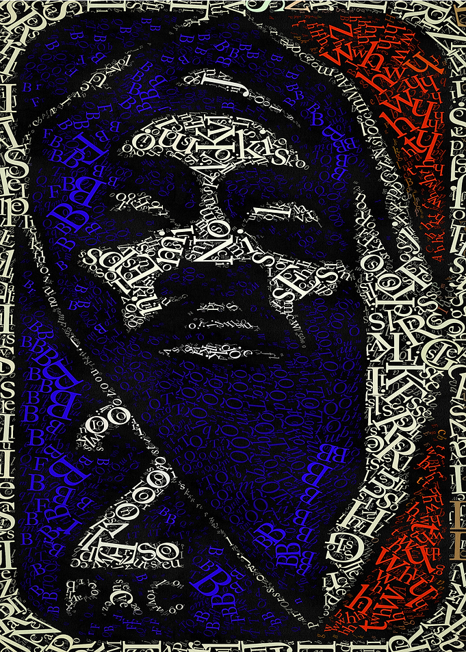 Abstract Portrait Made of Letters