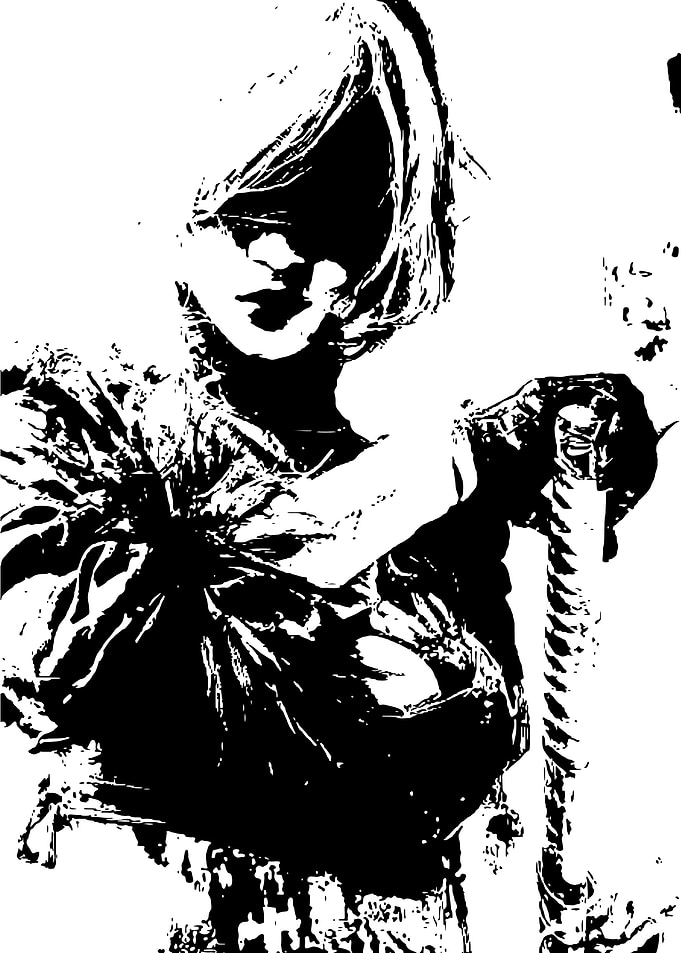 Monochrome Portrait with Staff