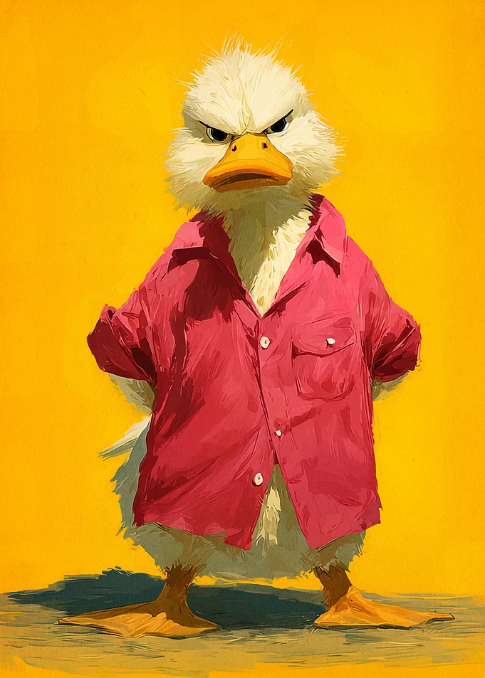 Angry Duck in Red Shirt