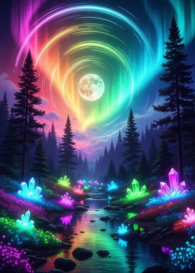 Rainbow Aurora Borealis over Crystal River
