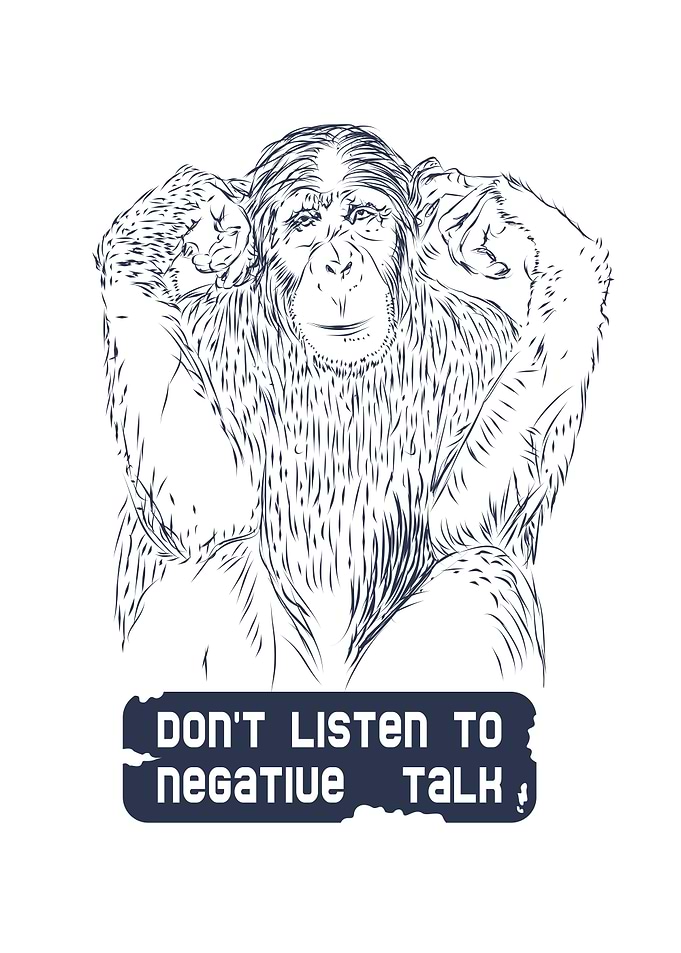 Monkey with hands over ears illustration
