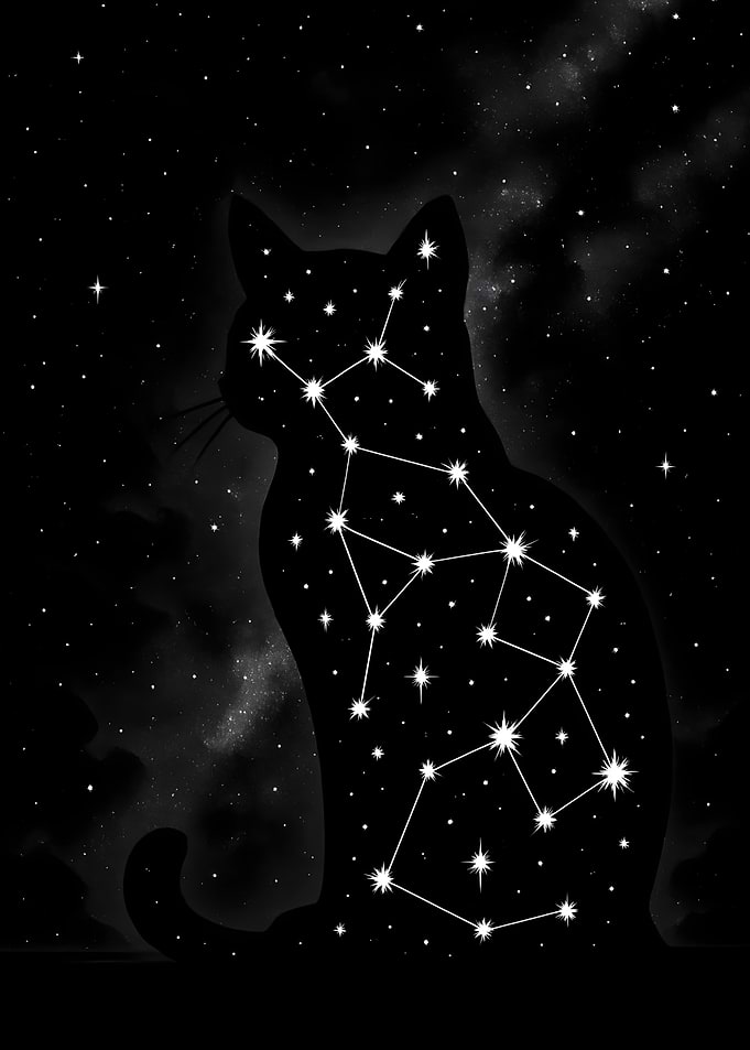 Celestial Cat Constellation Silhouette
