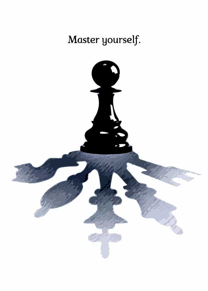 Master Yourself Chess Piece Reflection