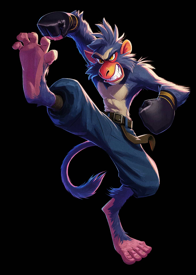 Cartoon Monkey Martial Artist