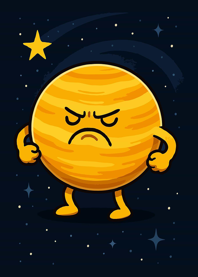Angry Planet Cartoon in Space