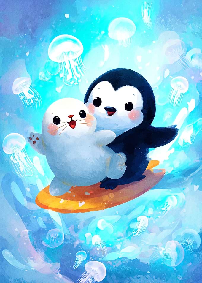 Penguin and Seal Surfing Adventure