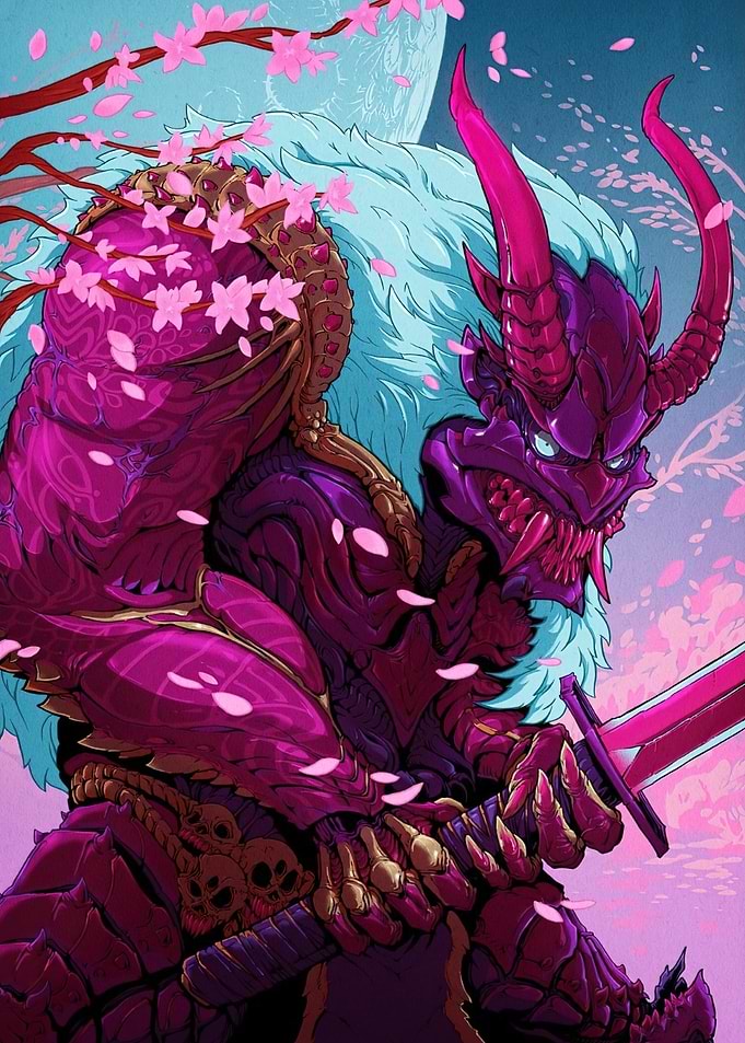 Oni Warrior Cherry Blossoms