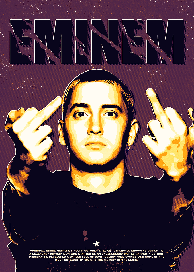 Eminem Portrait with Middle Fingers