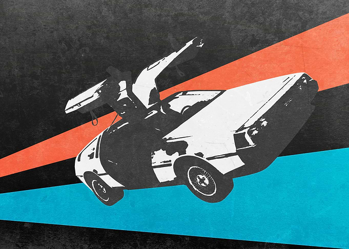 Delorean Time Machine Retro Future Back
