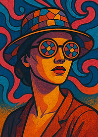 Colorful Portrait with Hat and Glasses