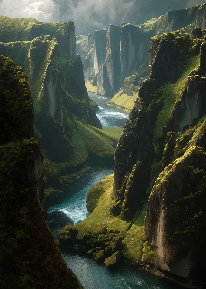 Dramatic Canyon Landscape with River