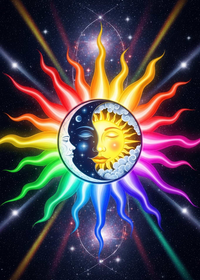 Sun and Moon Celestial Art
