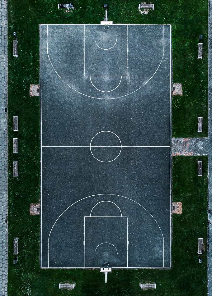 Aerial View of a Basketball Court