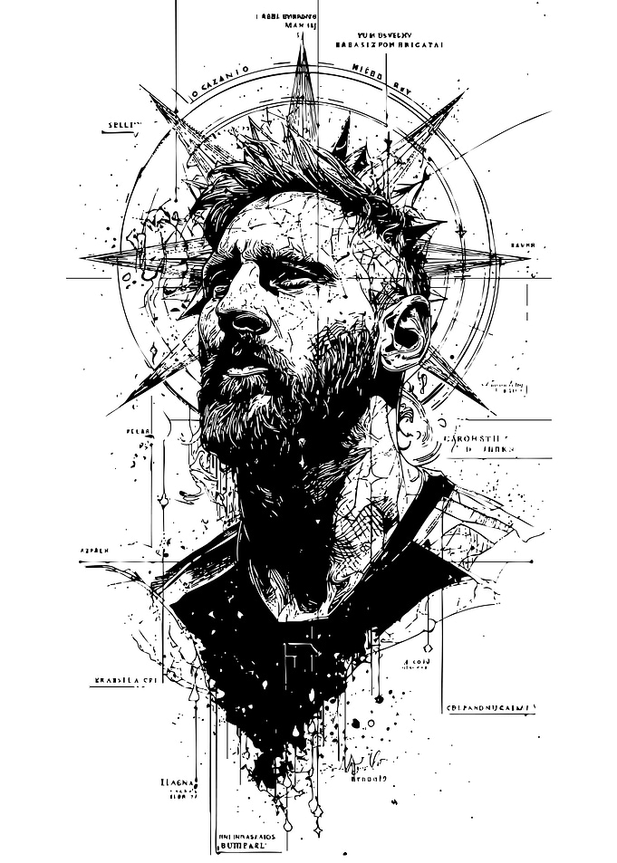 Lionel Messi Black and White Portrait