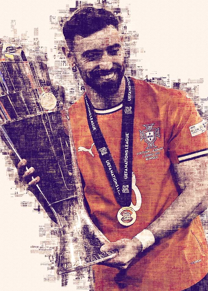 Bruno Fernandes with UEFA Nations League Trophy