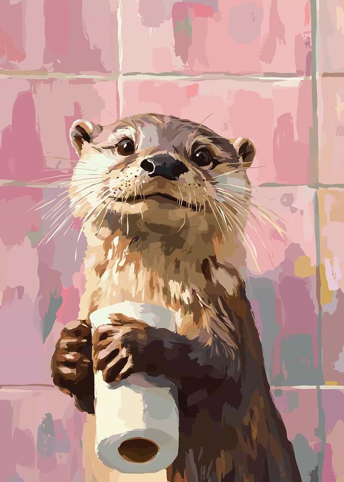 Otter with Toilet Paper