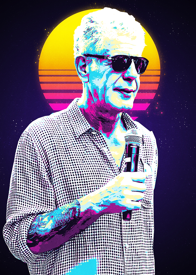 Anthony Bourdain Retro Portrait