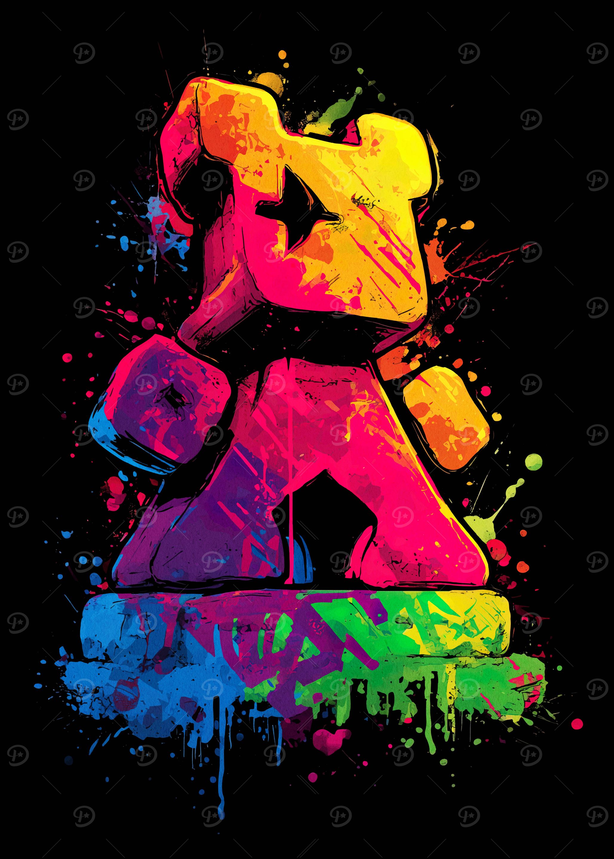 Colorful Bear Graffiti Art on Black