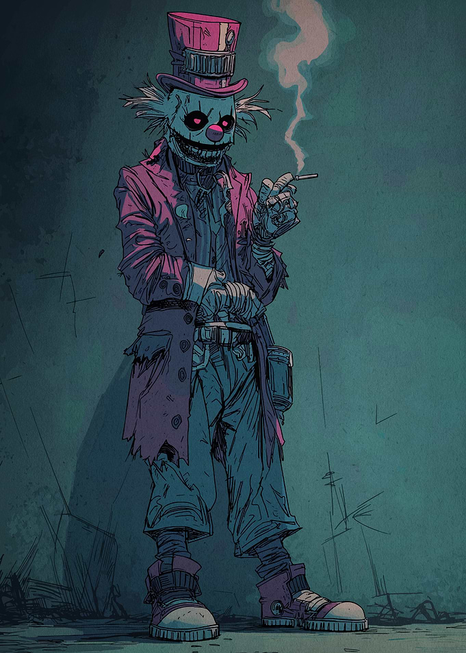 Creepy Clown Smoking Digital Art