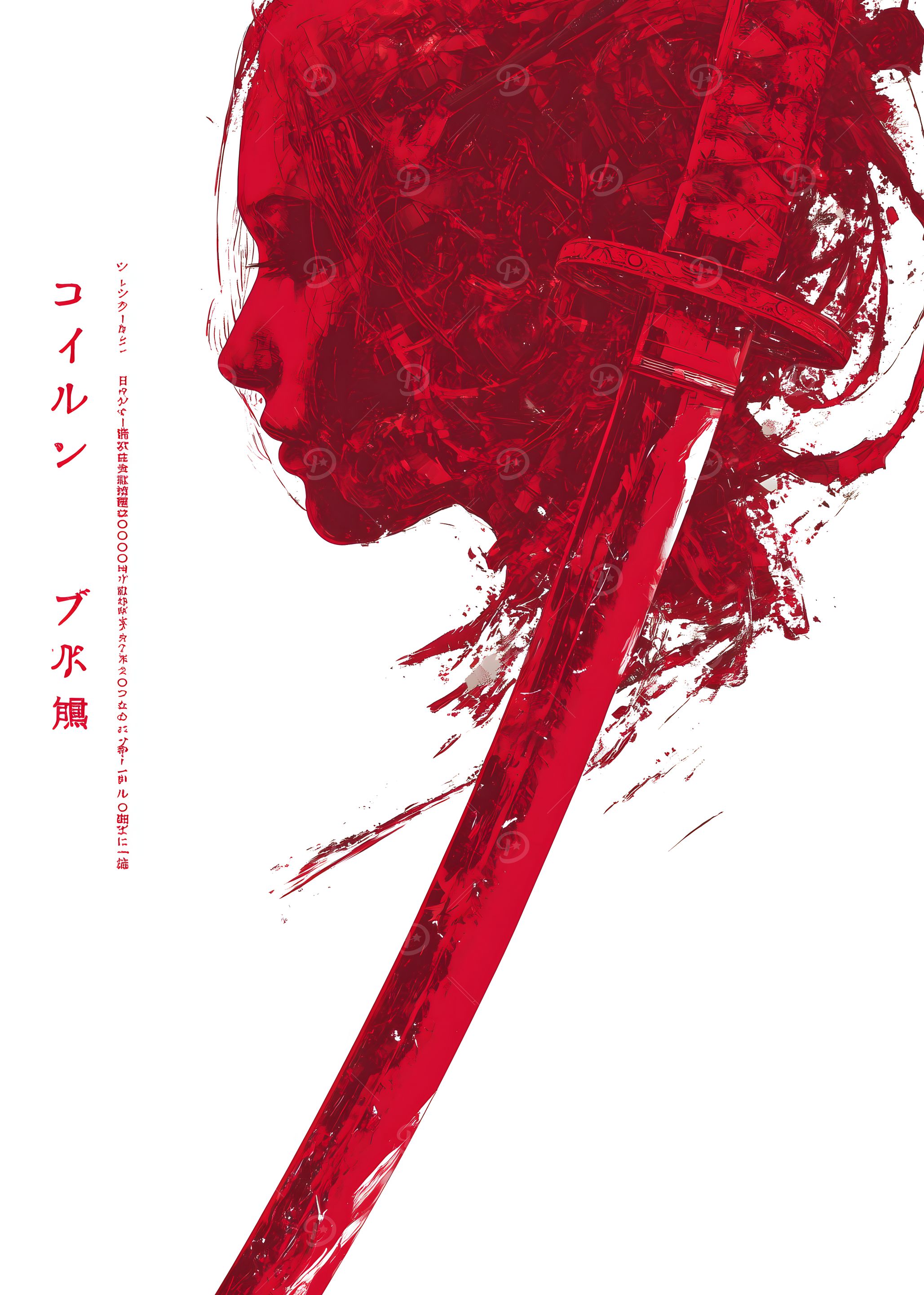 Red Portrait with Katana