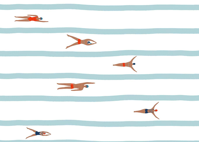 Swimmers in Pool Illustration