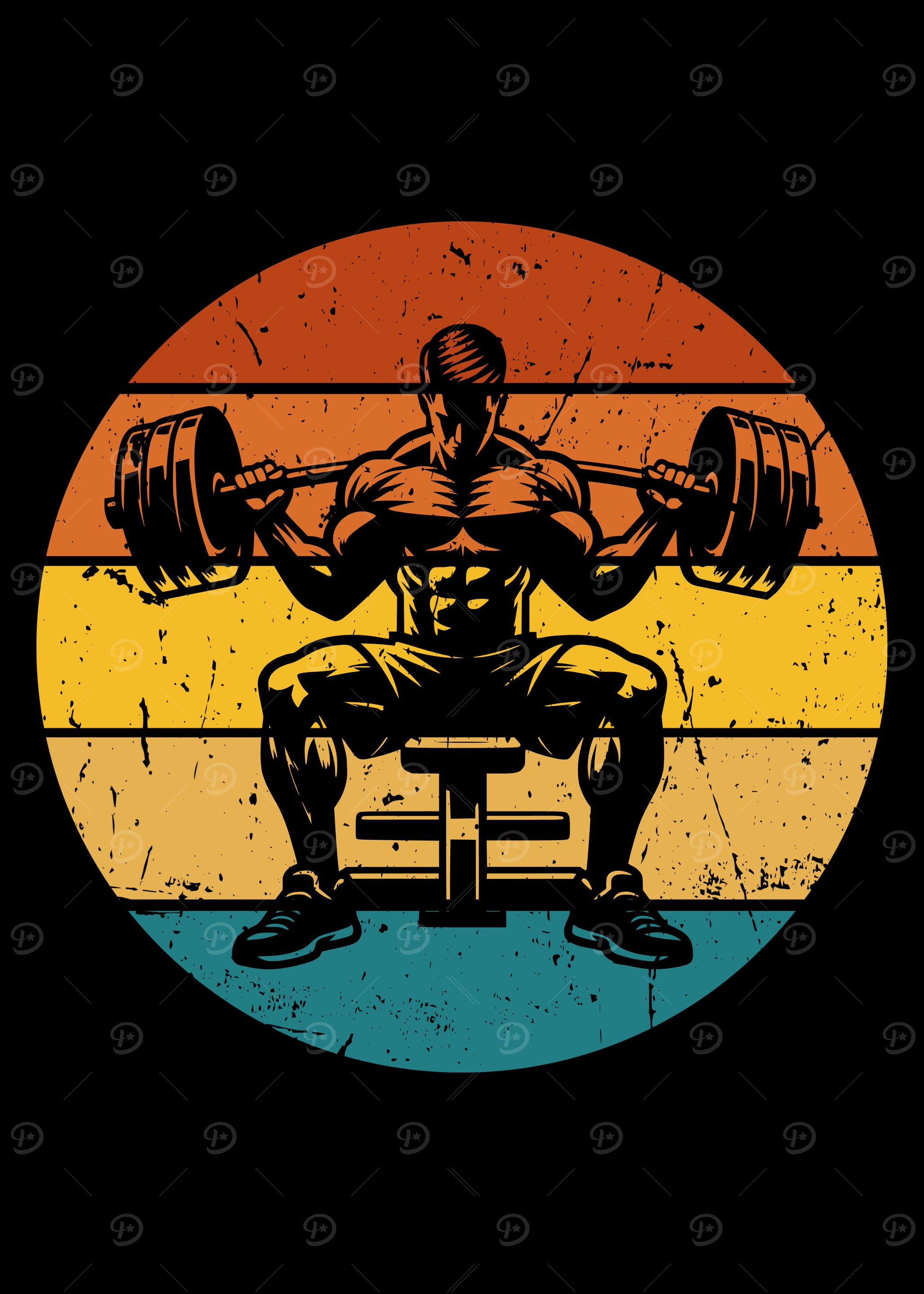 Weightlifting Silhouette Retro Style